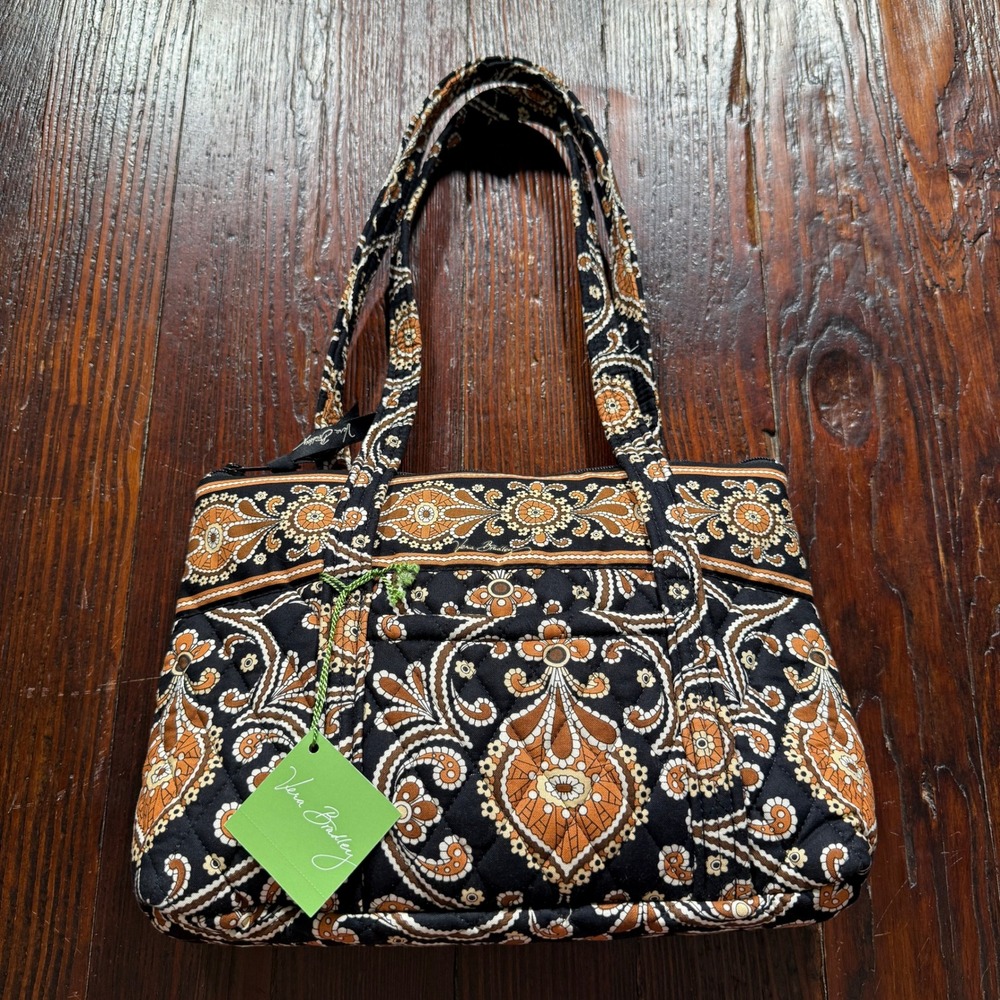 Vera Bradley Little Betsy Bag Caffe Latte Black Brown Paisley NWT